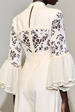 Ivory A Line Long Wedding Guest Dress with Lace