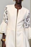 Ivory A Line Long Wedding Guest Dress with Lace