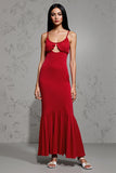 Red Satin Sheath Scoop Wedding Guest Dress