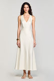 Simple A Line Ivory Long Wedding Guest Dress
