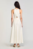 Simple A Line Ivory Long Wedding Guest Dress