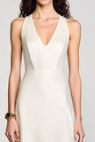 Simple A Line Ivory Long Wedding Guest Dress