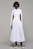 Lapel A Line White Long Wedding Guest Dress With Bow