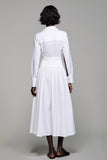 Lapel A Line White Long Wedding Guest Dress With Bow
