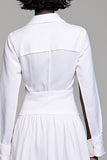 Lapel A Line White Long Wedding Guest Dress With Bow