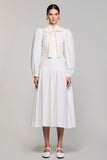 Long Sleeve High Neck White Wedding Guest Dress With Bow