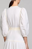 Long Sleeve High Neck White Wedding Guest Dress With Bow