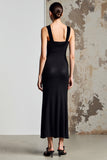 Simple A Line Black Long Wedding Guest Dress