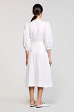 A Line White Midi Wedding Guest Dress With Bow