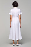 Simple A Line V Neck Long White Wedding Guest Dress
