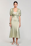 Cowl Neck A Line Satin Wedding Guest Dress