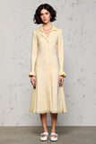 Lapel Long Sleeve Apricot Wedding Guest Dress
