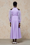 Cold Shoulder Purple A Line Long Wedding Guest Dress