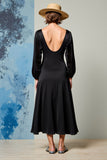 V Neck Black A Line Ruched Wedding Guest Dress