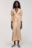 Jacquard Apricot V Neck Sheath Wedding Guest Dress