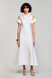 Off the Shoulder Cotton White A Line Wedding Guest Dress