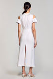 Off the Shoulder Cotton White A Line Wedding Guest Dress
