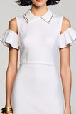 Off the Shoulder Cotton White A Line Wedding Guest Dress