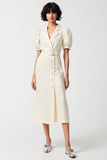 Cotton Ivory Notched Lapel Sheath Wedding Guest Dress