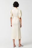 Cotton Ivory Notched Lapel Sheath Wedding Guest Dress