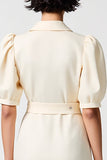 Cotton Ivory Notched Lapel Sheath Wedding Guest Dress