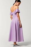 Chiffon Purple Off the Shoulder A Line Wedding Guest Dress