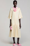 Ivory Cotton Flower Wedding Guest Dress