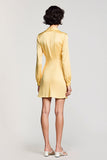 Yellow Satin Short Wedding Guest Dress