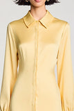 Yellow Satin Short Wedding Guest Dress