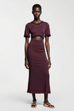 Dark Red Sheath Satin Wedding Guest Dress