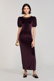 Velvet Burgundy Sheath Wedding Guest Dress