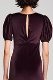 Velvet Burgundy Sheath Wedding Guest Dress