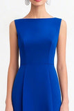 Royal Blue Boat Neck A Line Evening Dress