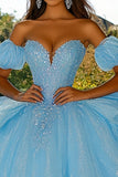 Ball Gown Strapless Sky Blue Sequin Quinceanera Dress