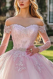 Pink Strapless Appliqued Ball Gown Quinceanera Dress