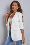 White Shawl Lapel Casual Women's Blazer