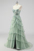 Load image into Gallery viewer, Lavender A Line Strapless Sequins Corset Tiered Prom Dress with Slit