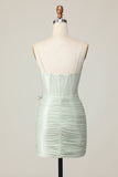 Sage Bodycon Corset Short Graduation Dress with Bow