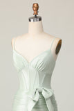 Sage Bodycon Corset Short Graduation Dress with Bow