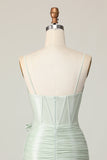 Sage Bodycon Corset Short Graduation Dress with Bow