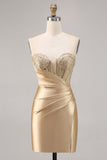 Golden Strapless Corset Bodycon Short Graduation Dress