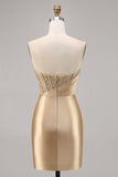 Golden Strapless Corset Bodycon Short Graduation Dress