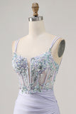 Corset Lavender Bodycon Sequin Graduation Dress