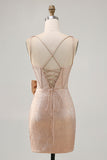 Champagne Satin Short Graduation Dress with Bow