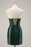 Dark Green Strapless Corset Bodycon Graduation Dress