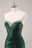Dark Green Strapless Corset Bodycon Graduation Dress