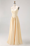 Daffodil Halter A Line Satin Bridesmaid Dress