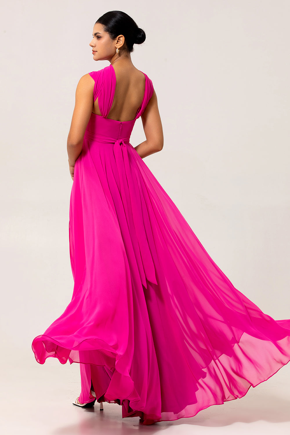Zapaka Women Fuchsia Bridesmaid Dress with Slit A Line Chiffon Long Wedding Guest Dress ZAPAKA UK Zapaka Women Fuchsia Bridesmaid Dress with Slit A Line Chiffon Long Wedding Guest Dress ZAPAKA UK