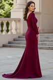 Mermaid Long Sleeves Grape Satin Ruched Choir Dress