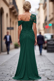 Black Mermaid Asymmetrical Long Mother of the Bride Dress with Appliques